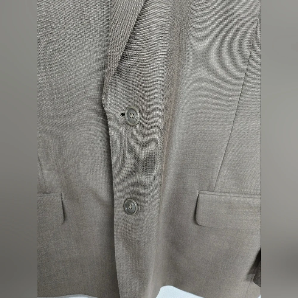 George Mens Suit 40 Waist 32 Inseam Taupe Brown Lapel Pleats Formal Business
